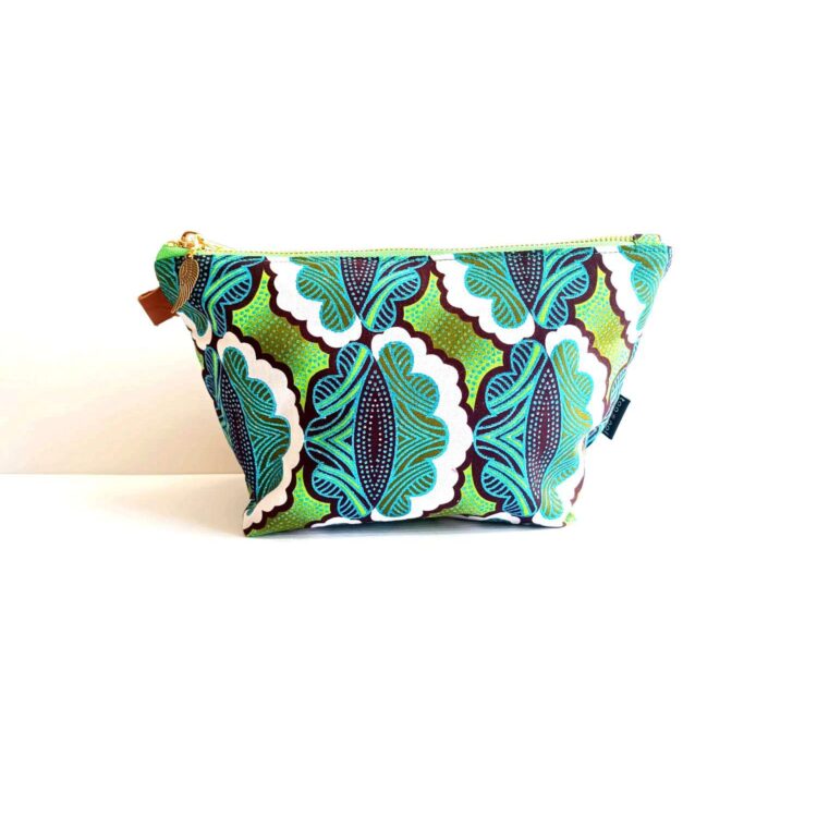 african_cotton_wax_print_zipper_pouch_green_leaf