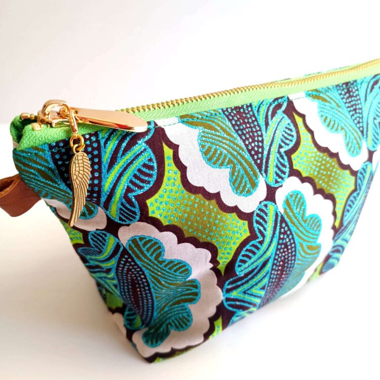 african_cotton_wax_print_zipper_pouch_green_leaf