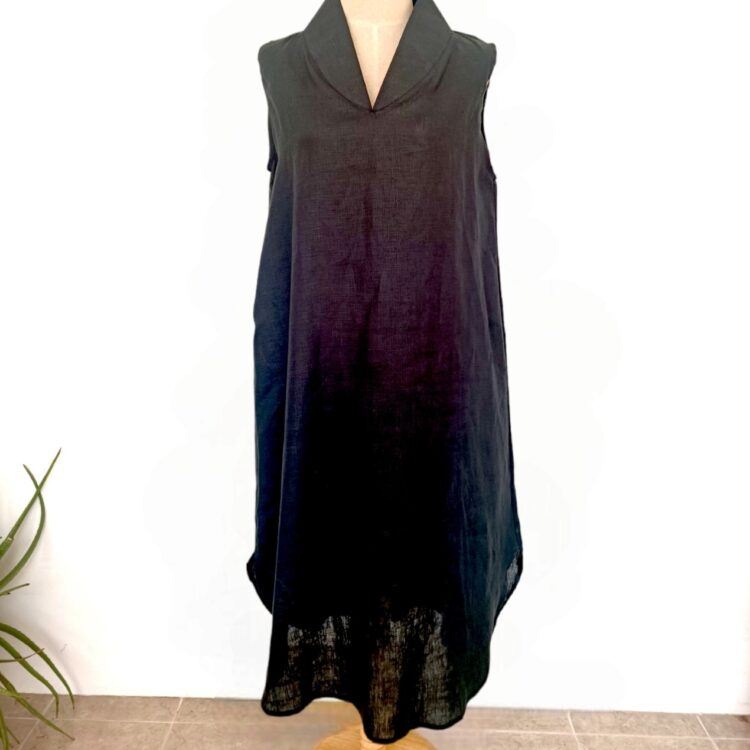black-linen-dress-with-collar