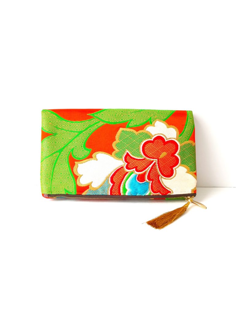 Kimono Clutch Bag Dark Orange Flower