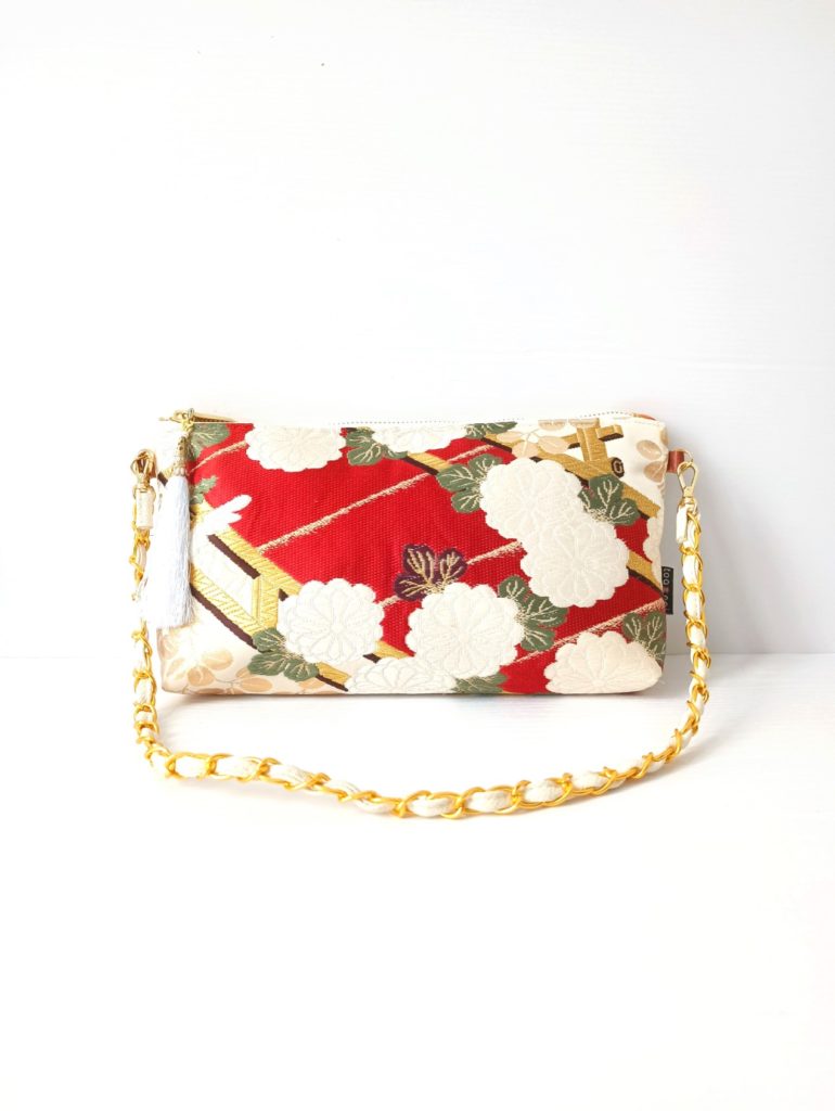 Kimono Short Chain Shoulder Bag White Kiku