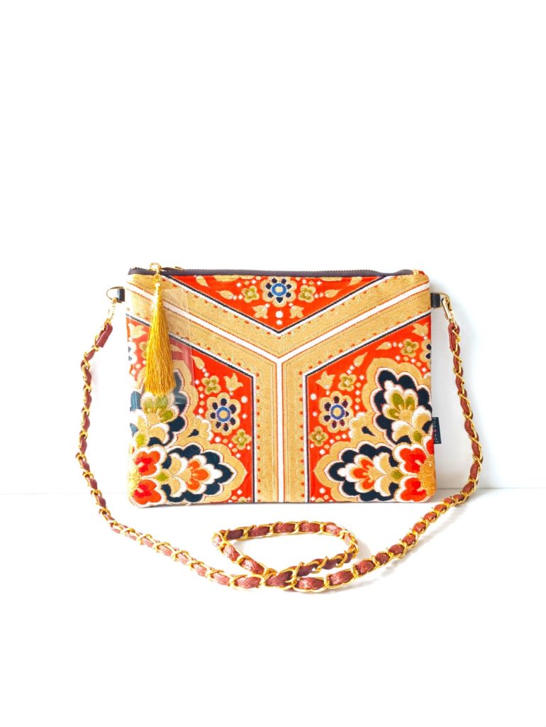 Kimono Square Shoulder Bag Golden Leather
