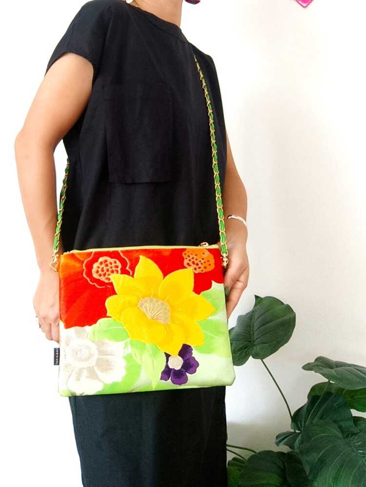 Kimono Square Shoulder Bag Lime Flora