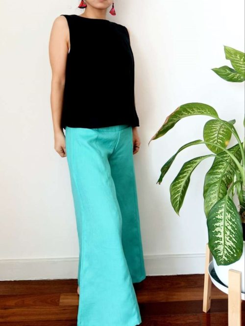Turquoise linen best sale pants