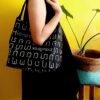 one_handle_shoulder_bag_thai_letter_print_black