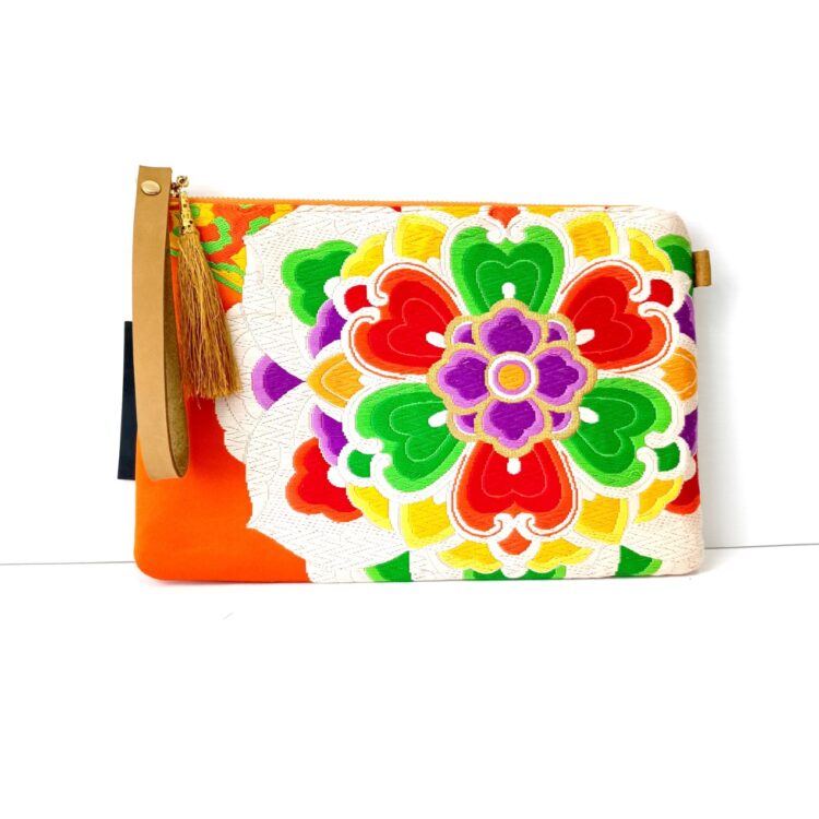 wristlet_clutch_square_orange_rainbow_flower