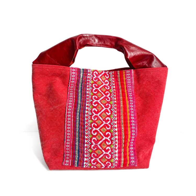 Canvas Tote Bag Red Hmong large