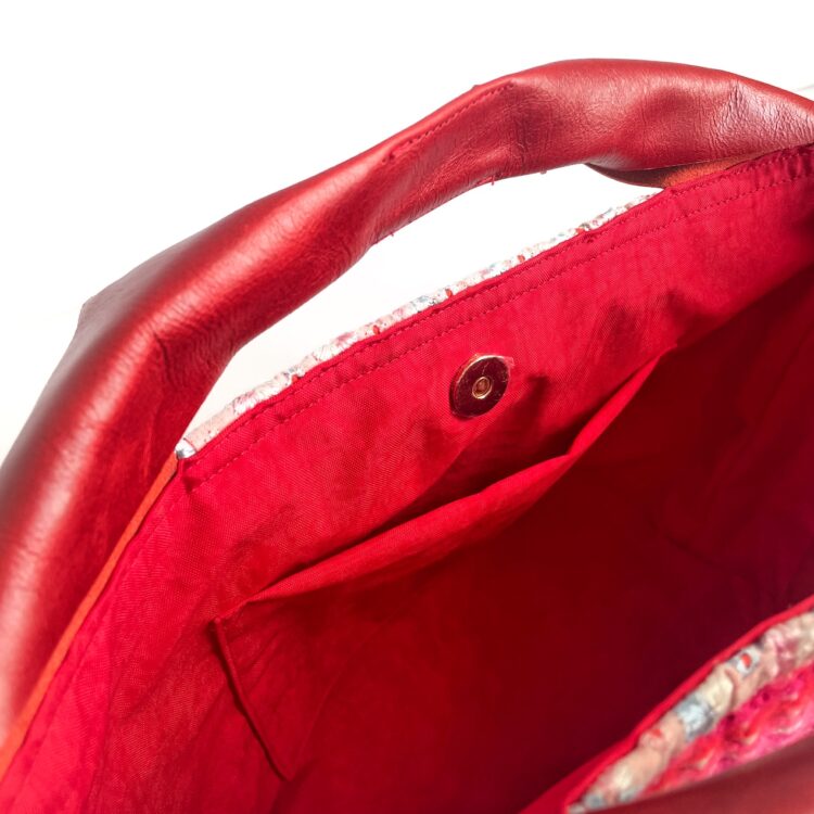 モン族 レッド キャンバス トートバッグ