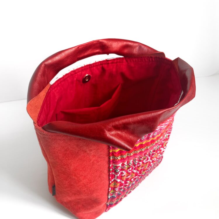 モン族 レッド キャンバス トートバッグ