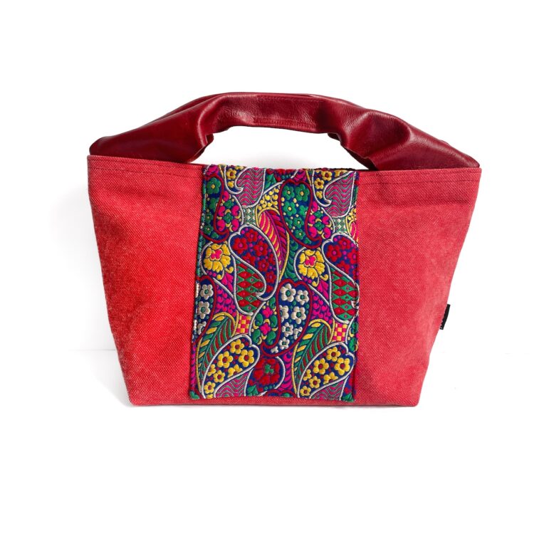 Canvas Tote Bag Red Indian Flower