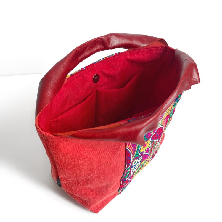 Canvas Tote Bag Red Indian Flower