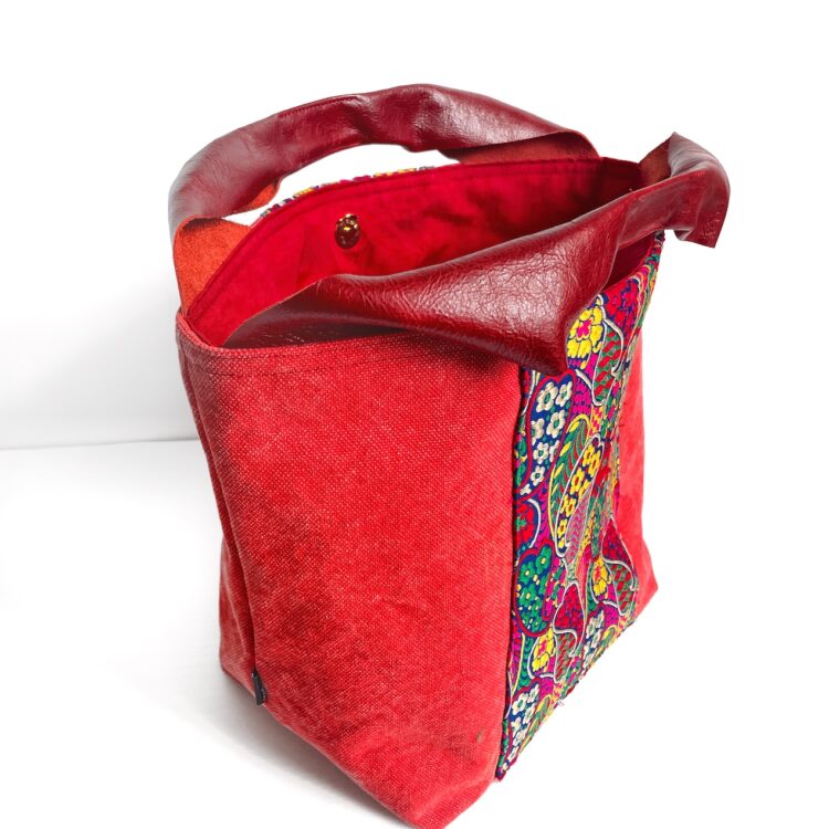 Canvas Tote Bag Red Indian Flower large