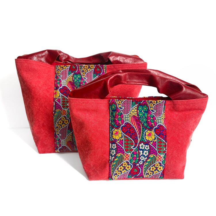 Canvas Tote Bag Red Indian Flower