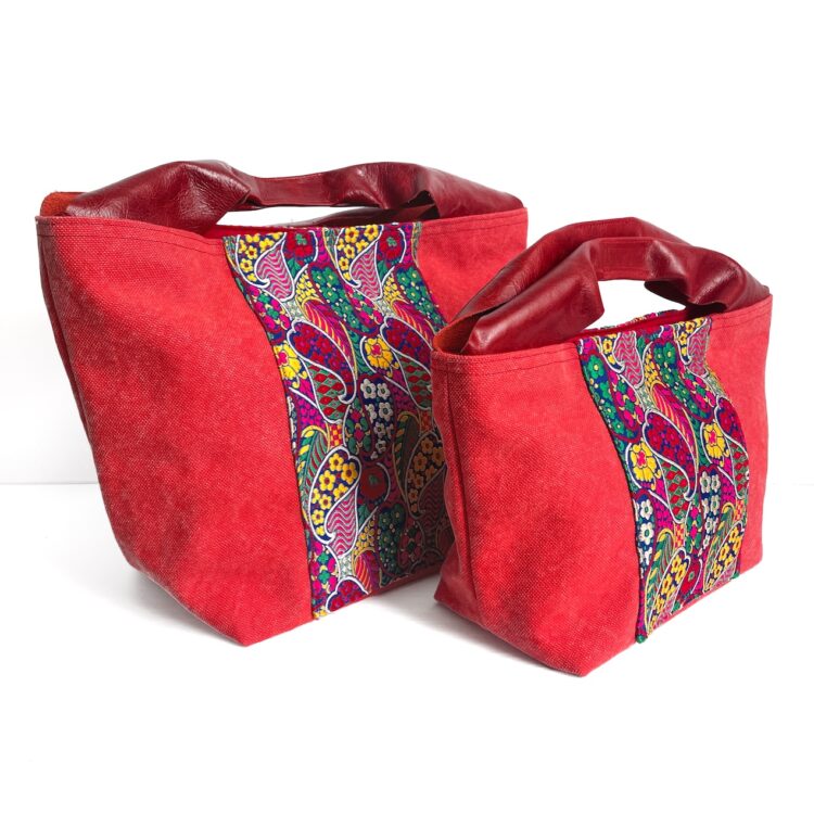 Canvas Tote Bag Red Indian Flower large