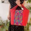 Canvas Tote Bag Red Indian Flower large