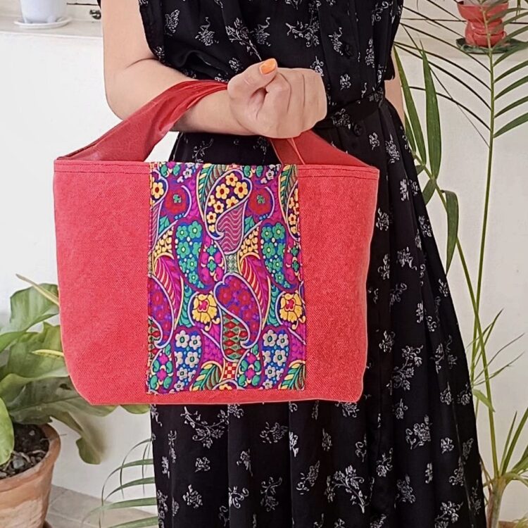Canvas Tote Bag Red Indian Flower