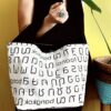 Large 2-Handle Tote Bag Thai Letter Print White