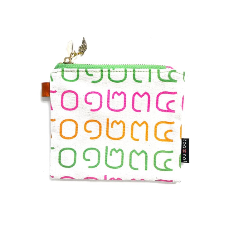 mini pouch Thai letter rainbow green