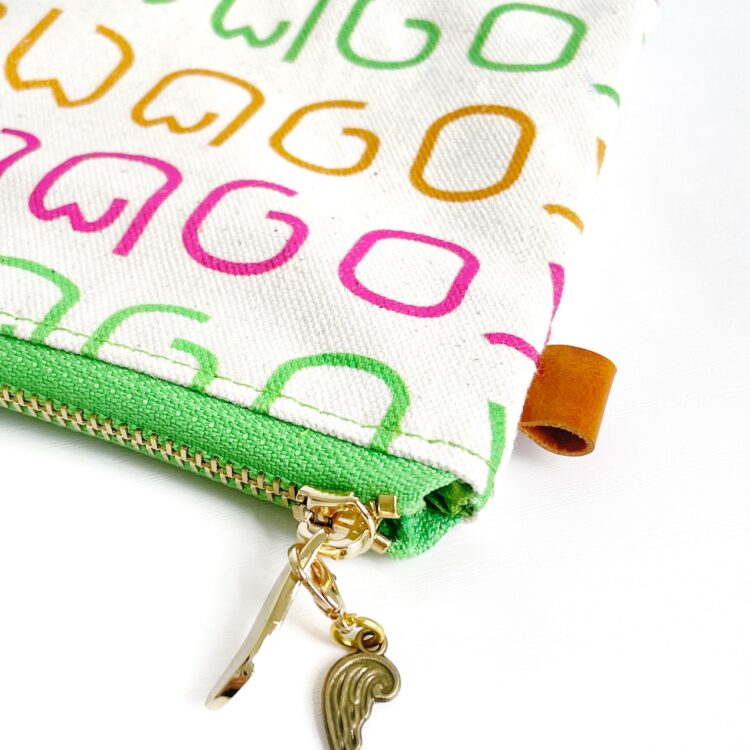 mini pouch Thai letter rainbow green