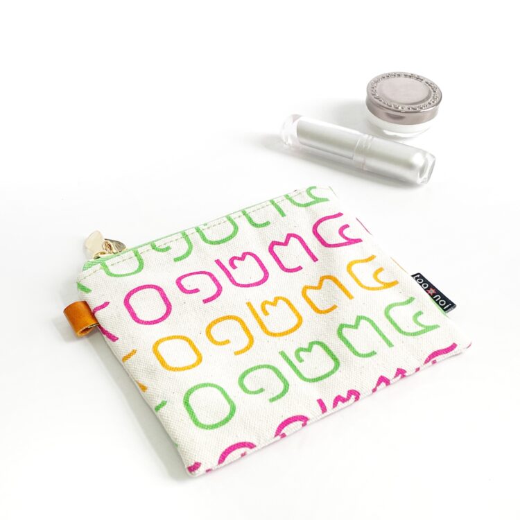 mini pouch Thai letter rainbow green