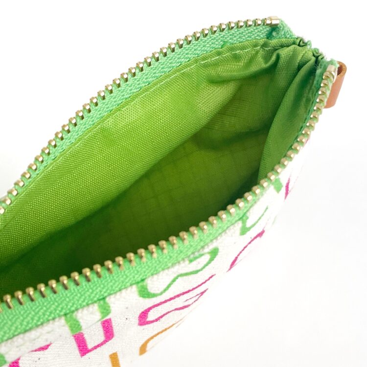 mini pouch Thai letter rainbow green