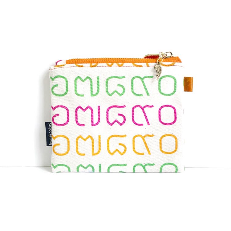 mini pouch Thai letter rainbow orange
