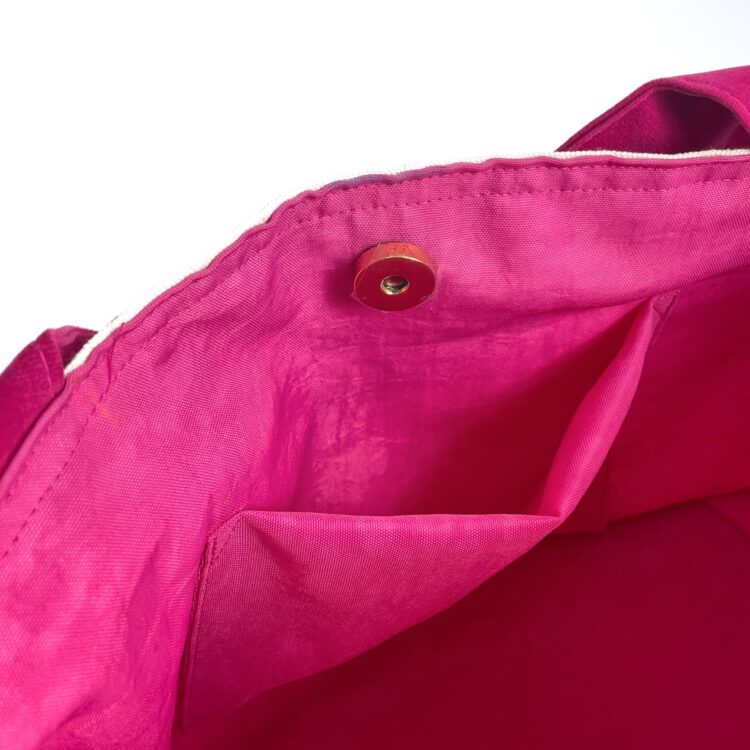 2-Handle Printed Canvas Tote Bag Thai Letters pink