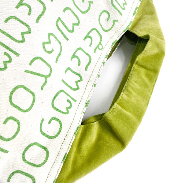 2-Handle Printed Canvas Tote Bag Thai Letters green