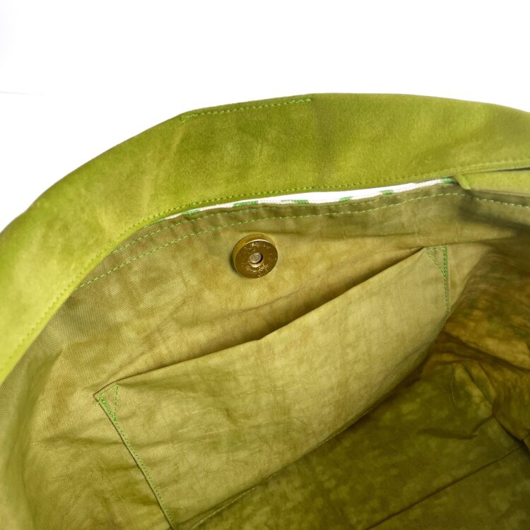 2-Handle Printed Canvas Tote Bag Thai Letters green