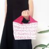 2-Handle Printed Canvas Tote Bag Thai Letters pink