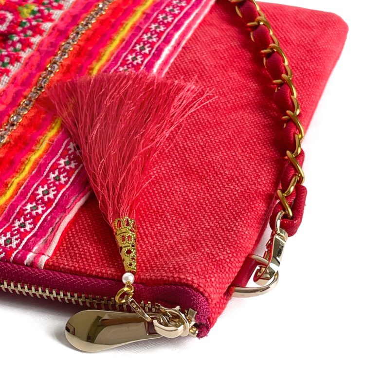 モン族 レッド サコッシュ ショルダーバッグ