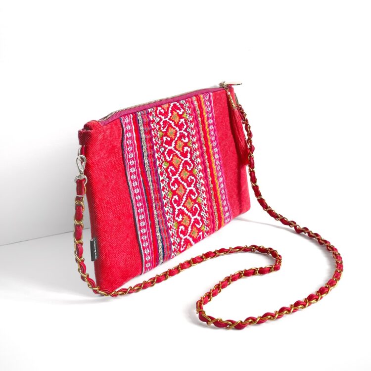 モン族 レッド サコッシュ ショルダーバッグ