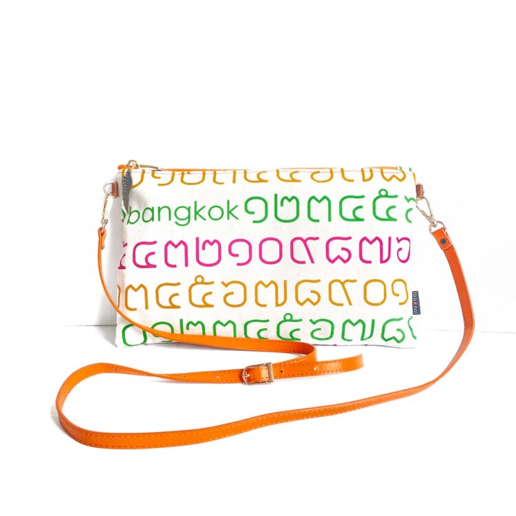 Sacoche Shoulder Bag Thai Letter Rainbow Orange