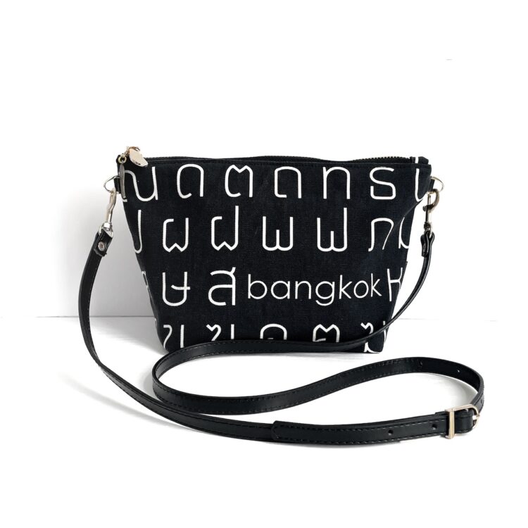 Shoulder Bag Pouch Thai Letter Black