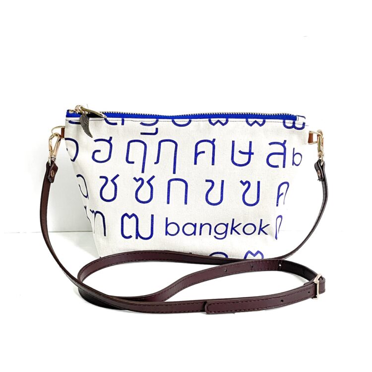 Shoulder Bag Pouch Thai Letter Blue