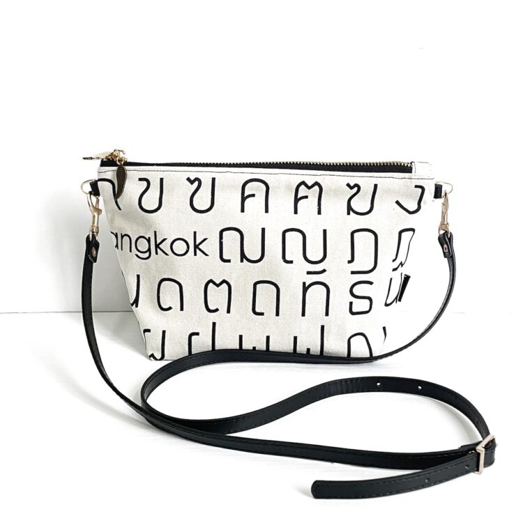 Shoulder Bag Pouch Thai Letter White