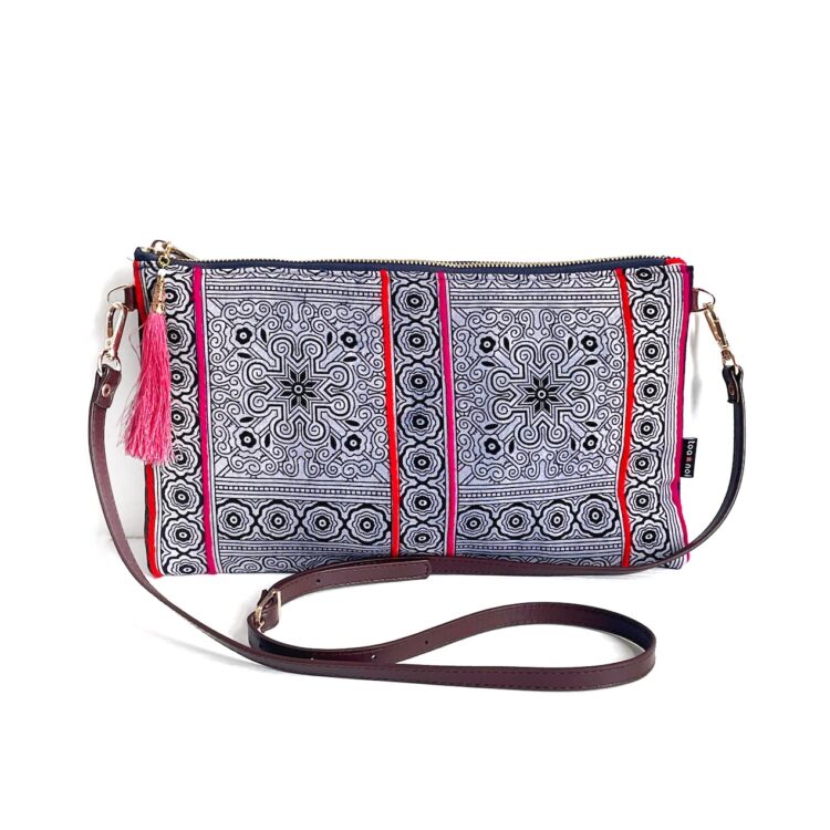 モン族 ダークブルー サコッシュ ショルダーバッグ