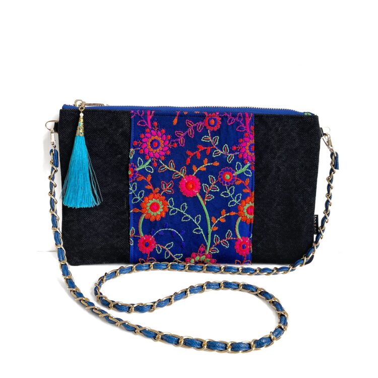 モン族 ブルー サコッシュ ショルダーバッグ