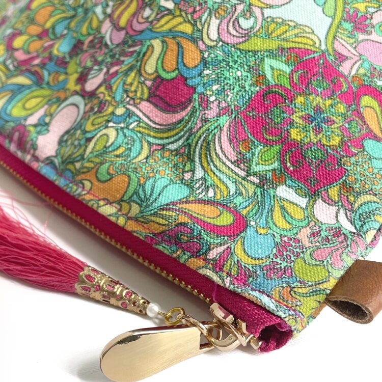 cosmetic zipper pouch hippie flower