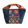 Canvas Tote Bag Blue Hmong Flower large