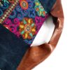 Canvas Tote Bag Blue Hmong Flower large