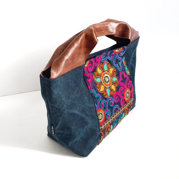 Canvas Tote Bag Blue Hmong