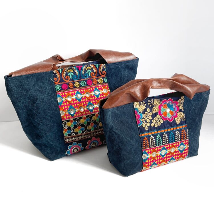 Canvas Tote Bag Blue Hmong