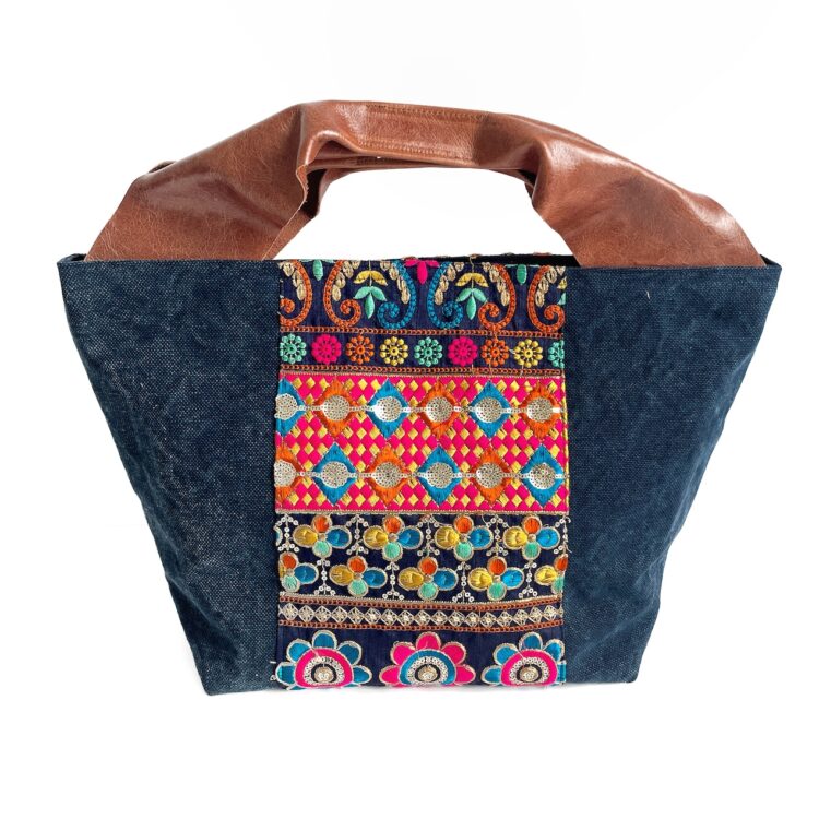 Canvas Tote Bag Blue Hmong large