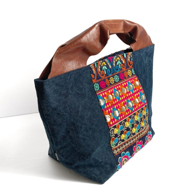 Canvas Tote Bag Blue Hmong large