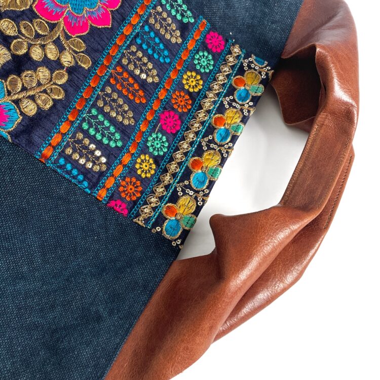 Canvas Tote Bag Blue Hmong large