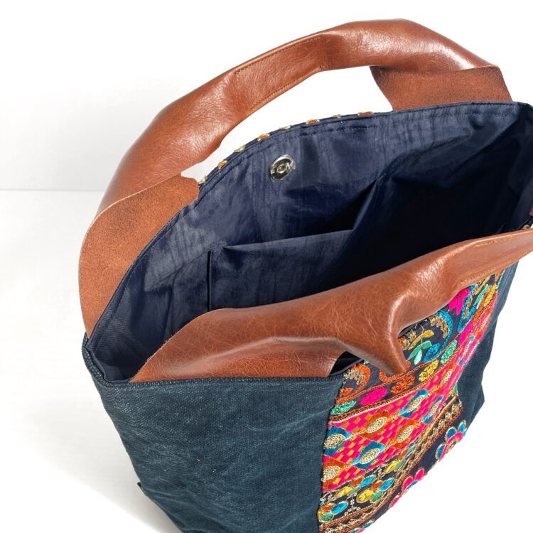 Canvas Tote Bag Blue Hmong large