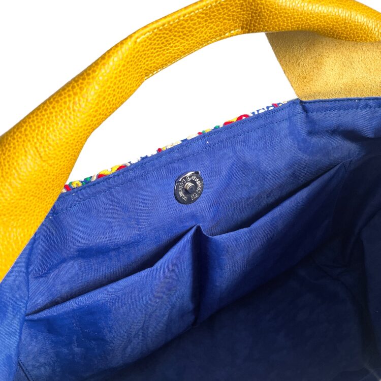 กระเป๋าแคนวาสผ้าอินเดีย ใบไม้งามสีน้ำเงิน