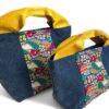Canvas Tote Bag Blue Yellow Indian large