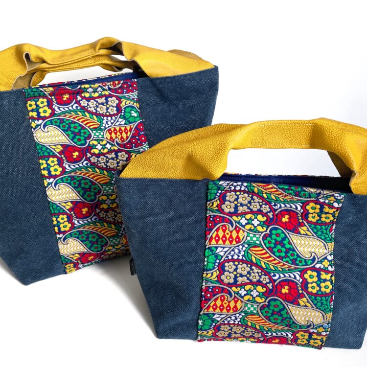 Canvas Tote Bag Blue Yellow Indian